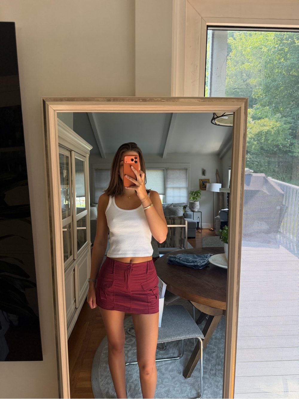 Mini Skirt in Burgundy with Pocket Detail